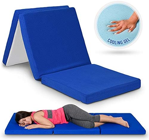  Old Star Tri-Folding Gel Memory Foam Mattress, 25 X 75 Inches - 3-Inch Gel-Infused Cooling Mattress Topper, Cot Pad, Guest Bed - Portable Floor Mattress With Soft, Removable, And Washable Cover