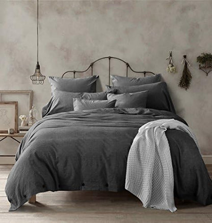  Duvet Cover King, Washed Cotton Duvet Cover Set - 3 Piece (King, Off-White)