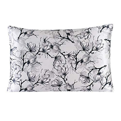  100% Pure Mulberry Silk Pillowcase With Zipper For Skin&Hair Care Both Sides Soft Breathable (Pattern02, Standard)