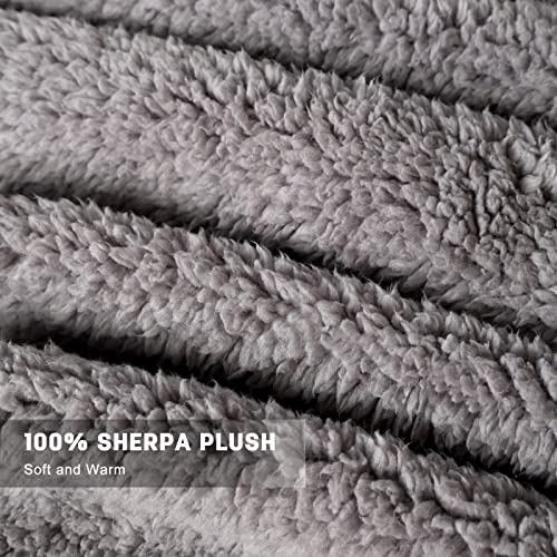  Sherpa Thick Blanket, Double Side Sherpa Fleece Blanket, Cozy Warm Sherpa Throw Blanket In The Whole Winter. Fuzzy Fluffy Soft Twin Size Grey Blanket Suitable For Couch Bed(60"x80")