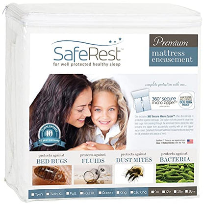  SafeRest Zippered Mattress Protector - Premium 9-12 Inch Waterproof Mattress Cover For Bed - Breathable & Noiseless Washable Mattress Encasement - Twin XL