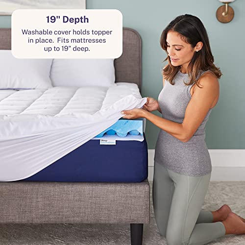  Sleep Innovations Dual Layer 4 Inch Memory Foam Mattress Topper, Queen Size, Ultra Soft Support, 3 Inch Cooling Gel Memory Foam Plus 1 Inch Fluffy Pillow Top Cover