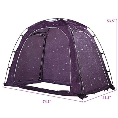  Goplus Bed Tent, Indoor Privacy Play Tent For Warm And Cozy Sleep In Drafty Rooms, Portable Bed Canopy With Carry Bag For Kids And Adult (Twin)