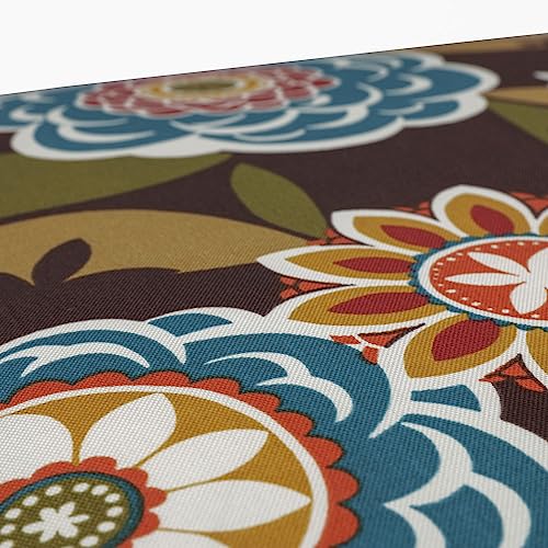  Pillow Perfect Reversible Floral Stripe Outdoor Throw Accent Pillow, Plush Fill, Weather, And Fade Resistant, Large Square - 18.5" X 18.5", Brown/Orange Annie, 2 Count
