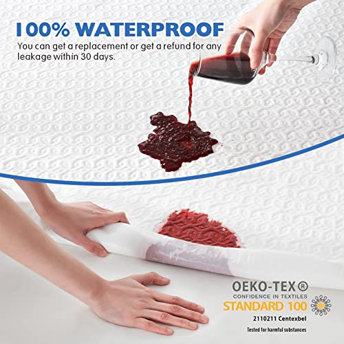  Waterproof King Size Mattress Protector - Breathable King Mattress Pad Cover - Premium Bamboo 3D Air Fabric, Ultra Soft Cooling Mattress Cover Fitted 8"-21" Deep Pocket (Noiseless & Vinyl-Free)