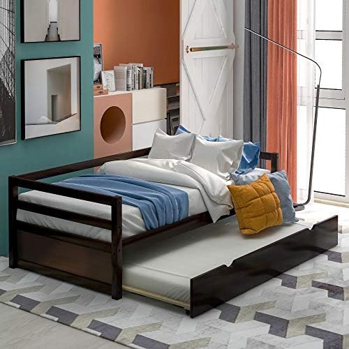  Merax Full Size Daybed, Wood Full Daybed Frame With Headboard, Full Size Sofa Bed, Perfect For Lounging, Sleeping Or Entertaining Guests, Espresso