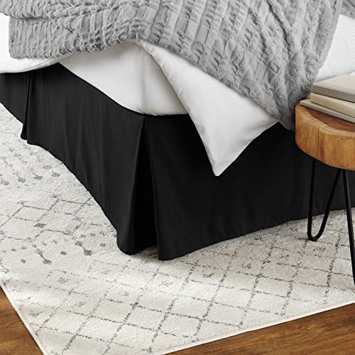 Amazon Basics Lightweight Pleated Bed Skirt - Queen, Bright White