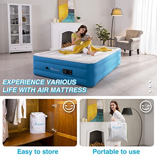  Queen Air Mattress Odor Free, Blow Up Mattress Built In Automatic Pump, Adjustable Double High Air Bed Inflatable To 18 Inches For Camping Travel Or Extra Bed, 78"x60"