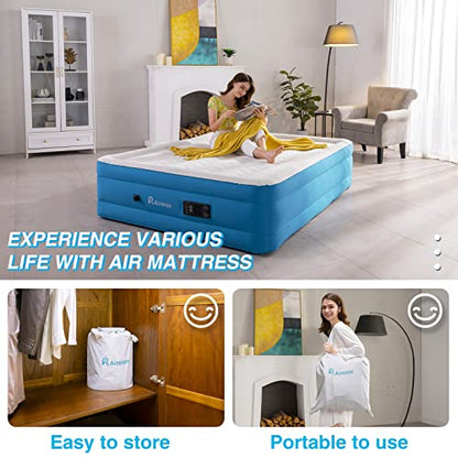  Queen Air Mattress Odor Free, Blow Up Mattress Built In Automatic Pump, Adjustable Double High Air Bed Inflatable To 18 Inches For Camping Travel Or Extra Bed, 78"x60"