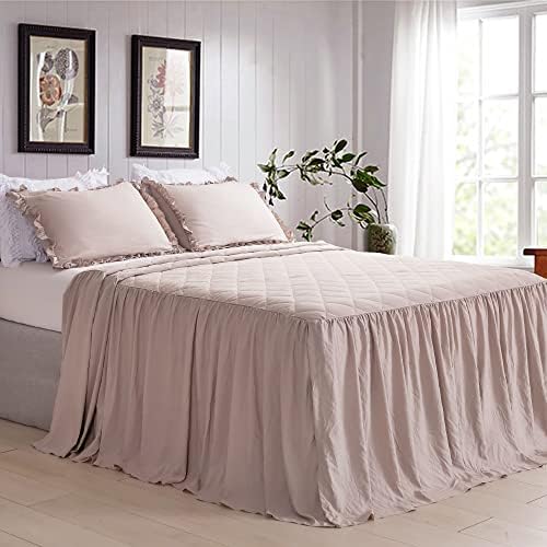  Ueen's House Ruffle Skirt Bedspread French Country Bedspread White King Size 3 Piece Set
