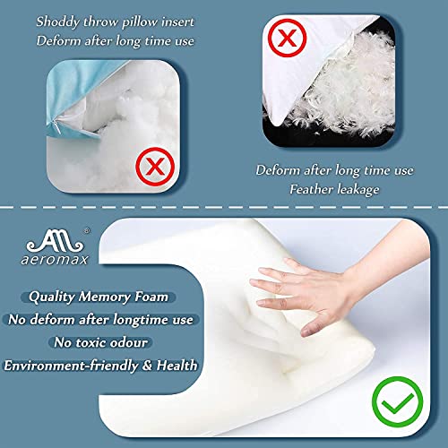  AM AEROMAX 12 ×12 Pillow Insert Memory Foam Throw Pillow Insert Sham Square For Decorative Cushion Bed Couch Sofa Without Deform After Longtime Use