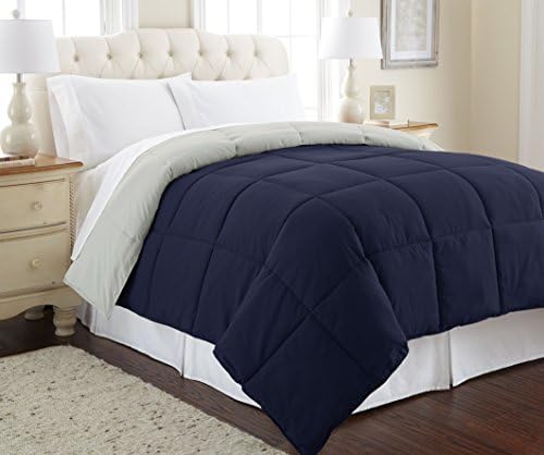  Down Alternative Microfiber Quilted Reversible Comforter & Duvet Insert - Soft, Comfortable Alternative To Goose Down - Bedding For All Seasons Amethyst/Silver Full/Queen