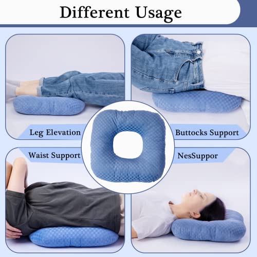  Wuronsa Donut Pillow For Tailbone Pain Relief Seat Cushion, Orthopedic Hemorrhoid Pillow, Postpartum Pregnancy Pressure Ulcer Pillow, Sitting Pressure Relief, For Home, Office, And Car (Blue)