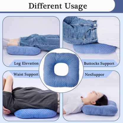  Wuronsa Donut Pillow For Tailbone Pain Relief Seat Cushion, Orthopedic Hemorrhoid Pillow, Postpartum Pregnancy Pressure Ulcer Pillow, Sitting Pressure Relief, For Home, Office, And Car (Blue)