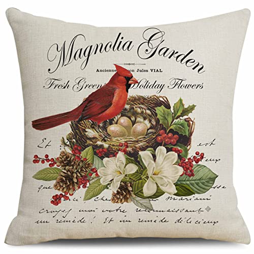  CARROLL Set Of 4 Winter Spring Throw Pillow Cover, Simple Lovely Christmas Animals Pillow Cover, Christmas Decoration Gift Home Decoration Square Sofa Chair Cushion Cover, 18x18 Inch