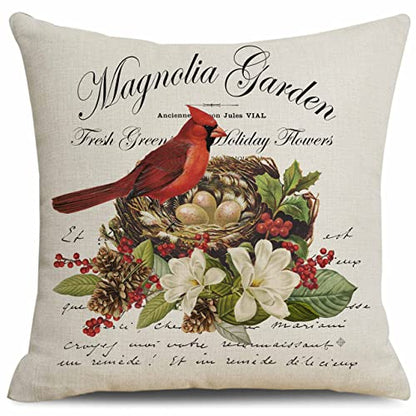  CARROLL Set Of 4 Winter Spring Throw Pillow Cover, Simple Lovely Christmas Animals Pillow Cover, Christmas Decoration Gift Home Decoration Square Sofa Chair Cushion Cover, 18x18 Inch