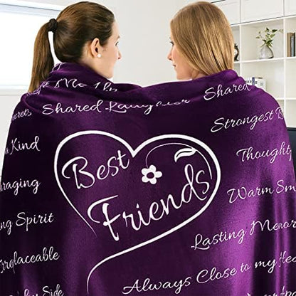  St Friend Blanket, Best Friend Birthday Gifts For Women, Gift For Best Friend, Bestie Gifts For Women Unique, BFF Gifts For Women, 65” X 50” (Sassy - Purple)