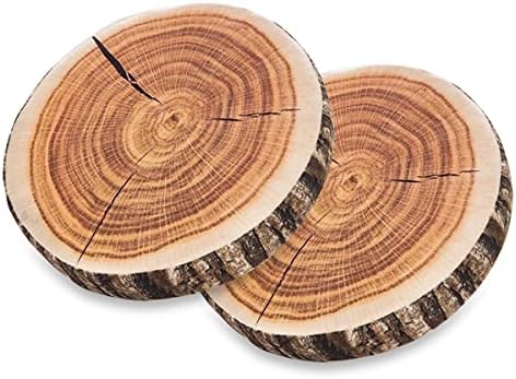 HYSEAS Decorative Round Throw Pillow, 3D Digital Print Comfortable Kids Funny Cute Wood Log Pillow Circle Seating Floor Cushion For Home, Couch, Sofa, Bedroom, Living Room Decor, Stump, 2 Pack