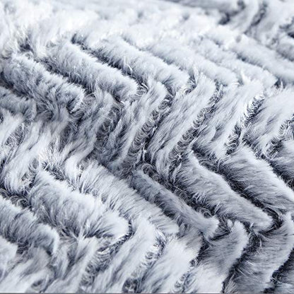  Cozy Peaks - Coma Inducer Oversized Queen Comforter Set - Chevron Frosted Navy