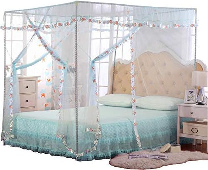  JQWUPUP Twin Canopy Bed Curtains - 4 Corner Canopy For Beds, Bed Canopy For Girls Adults, Bedroom Home Decor (Twin Size, Purple)
