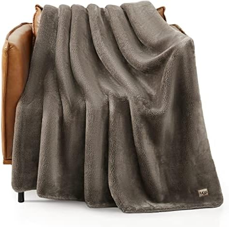 Ugg 11063 Whitecap Plush Flannel Oversized Reversible Fleece Throw Blanket Lightweight Comfortable Cozy Hotel Style Home Decor Soft Luxurious Blanket For Living Or Bed Room, 70 X 50-Inch, Denim