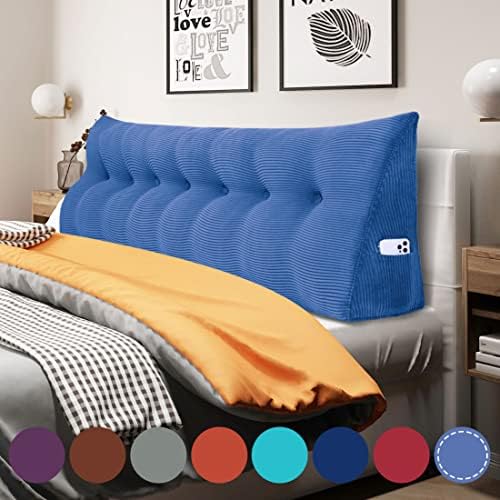  WOWMAX Large Bolster Triangular Headboard Pillow Twin Dorm Headboard Twin XL Bed Wedge Pillow For Headboard Bolster Pillow For Bed With Removable Cover, Corduroy Grey