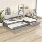  Merax Twin Size Daybed With Trundle, Upholstered Double Twin Size Daybed, Twin Daybed With Drawer, Gray