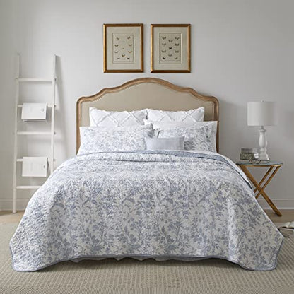 Laura Ashley Home - Amberley Collection - Quilt Set - 100% Cotton, Breathable & Lightweight, Reversible Bedding, Pre-Washed For Added Softness, Queen, Spa Blue , 1 Count (Pack Of 1)