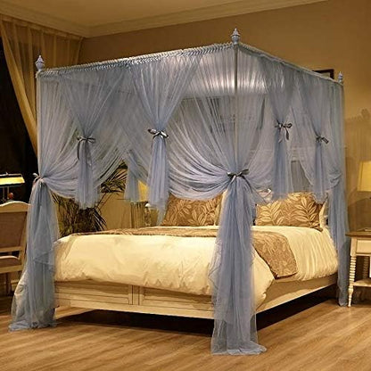  JQWUPUP Romantic Bed Canopy Curtains, Bed Canopy For Girls Kids Adult, Bedding Décor (Queen, White)