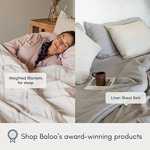  Baloo Linen Pillow Covers Set Of 2, Pure Natural French Linen Pillow Case, Standard, 20x30 Inches, White