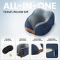  Neck Travel Pillow + Sleep Eye Mask + Ear Plugs + Bag, Soft Memory Foam, Blue Cover Washable | Journey Accessories Set: Airplane Car Bus Train Travelling Camping Gift Plane Flight Man Women Kids