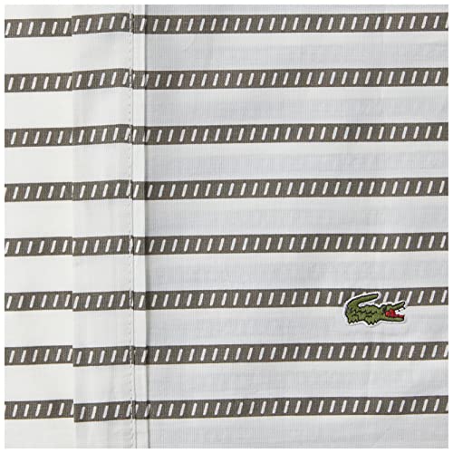  Lacoste 100% Cotton Percale Pillowcase Pair, Graphic Stripe Print, Dark Grey, Standard