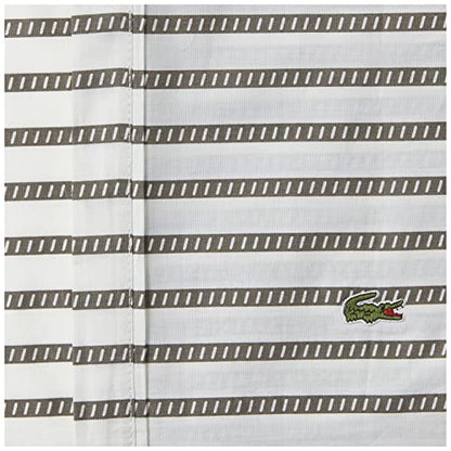  Lacoste 100% Cotton Percale Pillowcase Pair, Graphic Stripe Print, Dark Grey, Standard