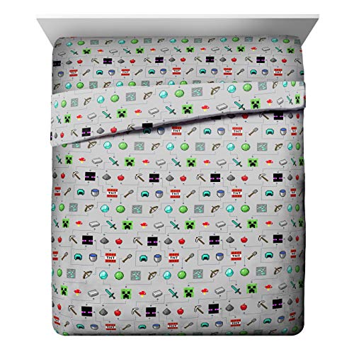  Jay Franco Minecraft Monster Hunters 5 Piece Queen Bed Set - Includes Reversible Comforter & Sheet Set - Bedding Features Creeper - Super Soft Fade Resistant Microfiber (Official Minecraft Product)
