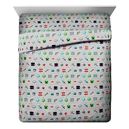  Jay Franco Minecraft Monster Hunters 5 Piece Queen Bed Set - Includes Reversible Comforter & Sheet Set - Bedding Features Creeper - Super Soft Fade Resistant Microfiber (Official Minecraft Product)