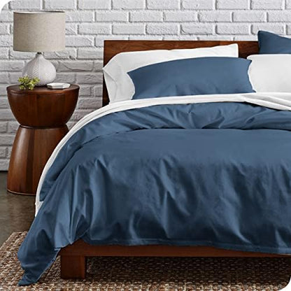  Bare Home 100% Organic Cotton Twin/Twin Extra Long Duvet Cover Set - Crisp Percale Weave - Lightweight & Breathable - Cooling Duvet Cover Set (Twin/Twin XL, Grey)