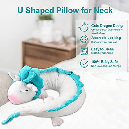  Tieesa White Dragon U Pillow-Anime Cute White Dragon Neck Pillow U-Shaped Travel Pillow Lovely Dragon Soft Stuffed Plush Toy For Children, Lovers, Friends