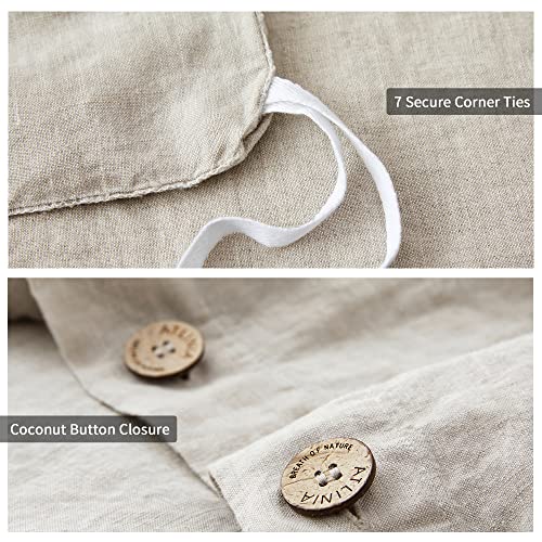  ATLINIA Bedding Duvet Cover Set Linen - 100% French Flax Washed Bed Sets Farmhouse Comforter Cover Set (1 Duvet Cover And 2 Pillow Shams) King Size Natural