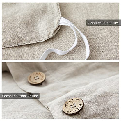  ATLINIA Bedding Duvet Cover Set Linen - 100% French Flax Washed Bed Sets Farmhouse Comforter Cover Set (1 Duvet Cover And 2 Pillow Shams) King Size Natural