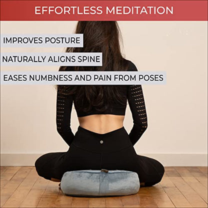  Florensi Meditation Cushion - Comfortable Floor Pillow - Traditional Tibetan Meditation Pillow With Beautiful Velvet Cover - Large Floor Cushion Seating For Adults - Premium Yoga Buckwheat Bolster