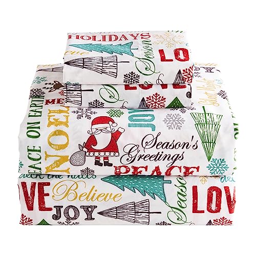  Levtex Home Merry & Bright Collection - Santa Claus Lane Full Sheet Set - Top Sheet (81x96), Fitted Sheet (54x75in.), And Two Pillowcases (21x30in.) - - Polyester