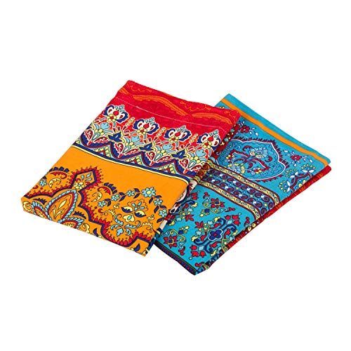  Exotic Striped Bohemia Pillow Shams Queen Size 2 Pieces,100% Brushed Cotton Thick Boho Pillow Cases Bohemian Pillow Covers,19" X 29"