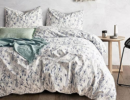  Bedding Duvet-Cover-Set, Queen Green Pine Pattern Cotton Luxury High Thread Soft Bedding Set,1 Duvet Cover And 2 Pillow Shams Comforter Cover-Set