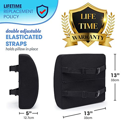  RELAX SUPPORT RS9 - Lumbar Support Pillow - Gaming & Office Desk Chair Accessory - Back Pain Relief - Car Cushion - Men Women Trucker Seat Tailbone Comfort Pad