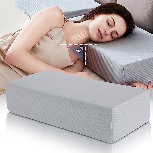  Cube Memory Foam Pillow For Side Sleepers (24"x12"x5" Medium Support), Thick Bed Pillow For Sleeping With Bamboo Cover, Rectangle Pillow For Neck And Shoulder Pain Relief - King, Queen, Square | White