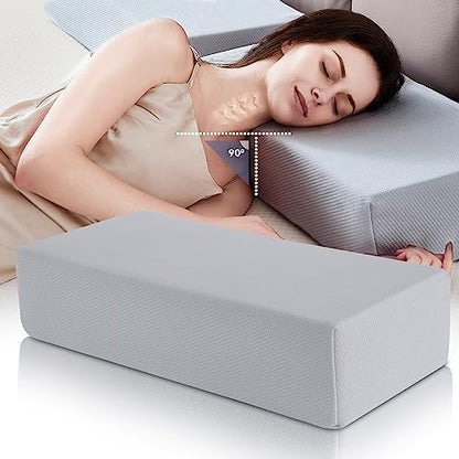  Cube Memory Foam Pillow For Side Sleepers (24"x12"x5" Medium Support), Thick Bed Pillow For Sleeping With Bamboo Cover, Rectangle Pillow For Neck And Shoulder Pain Relief - King, Queen, Square | White