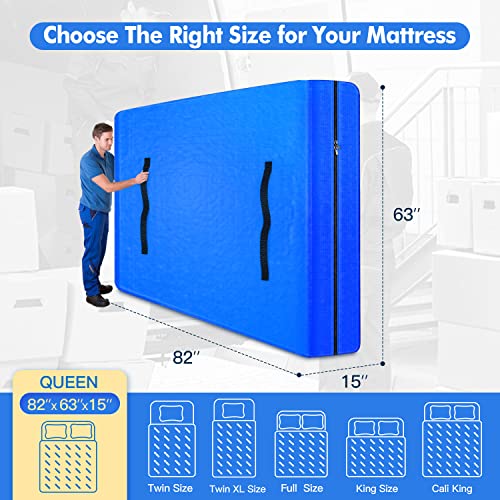  NVRGIUP Mattress Bags For Moving，Mattress Cover For Moving With Heavy Duty Tarp Mattress Bag With 8 Handles Moving Mattress Bag Protector Moving Supplies & Moving Bags Queen Size 82’’x63’’x15’’