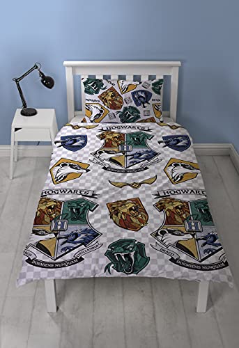 Harry Potter Reversible Grid Duvet Set (Twin) (Multicolored)