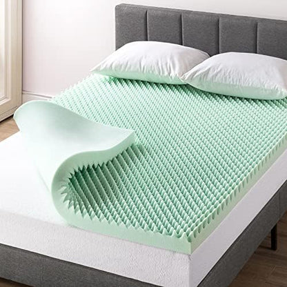  Best Price Mattress 2 Inch Egg Crate Memory Foam Mattress Topper With Calming Aloe Infusion, CertiPUR-US Certified, Twin Green
