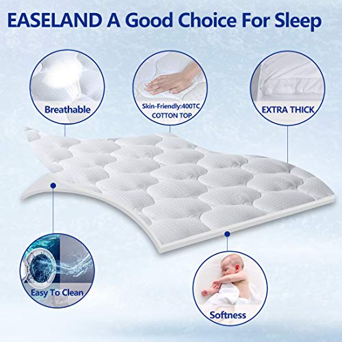  Queen Size Mattress Topper Pillow Top Mattress Cover Quilted Fitted Mattress Protector Cotton Top 8-21" Deep Pocket Extra Thick Mattress Pad (60x80 Inches, White)
